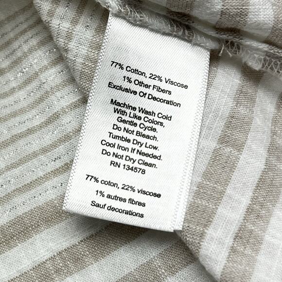 Vineyard Vines Women's White with Tan Stripes Linen Type Blouse Size Small - Picture 5 of 7